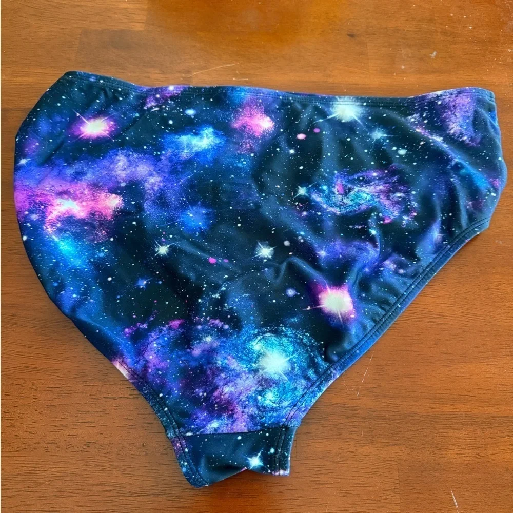 👙 Cosmic Aura® Galaxy O-Ring Purple Halter Swim Bottoms size Large